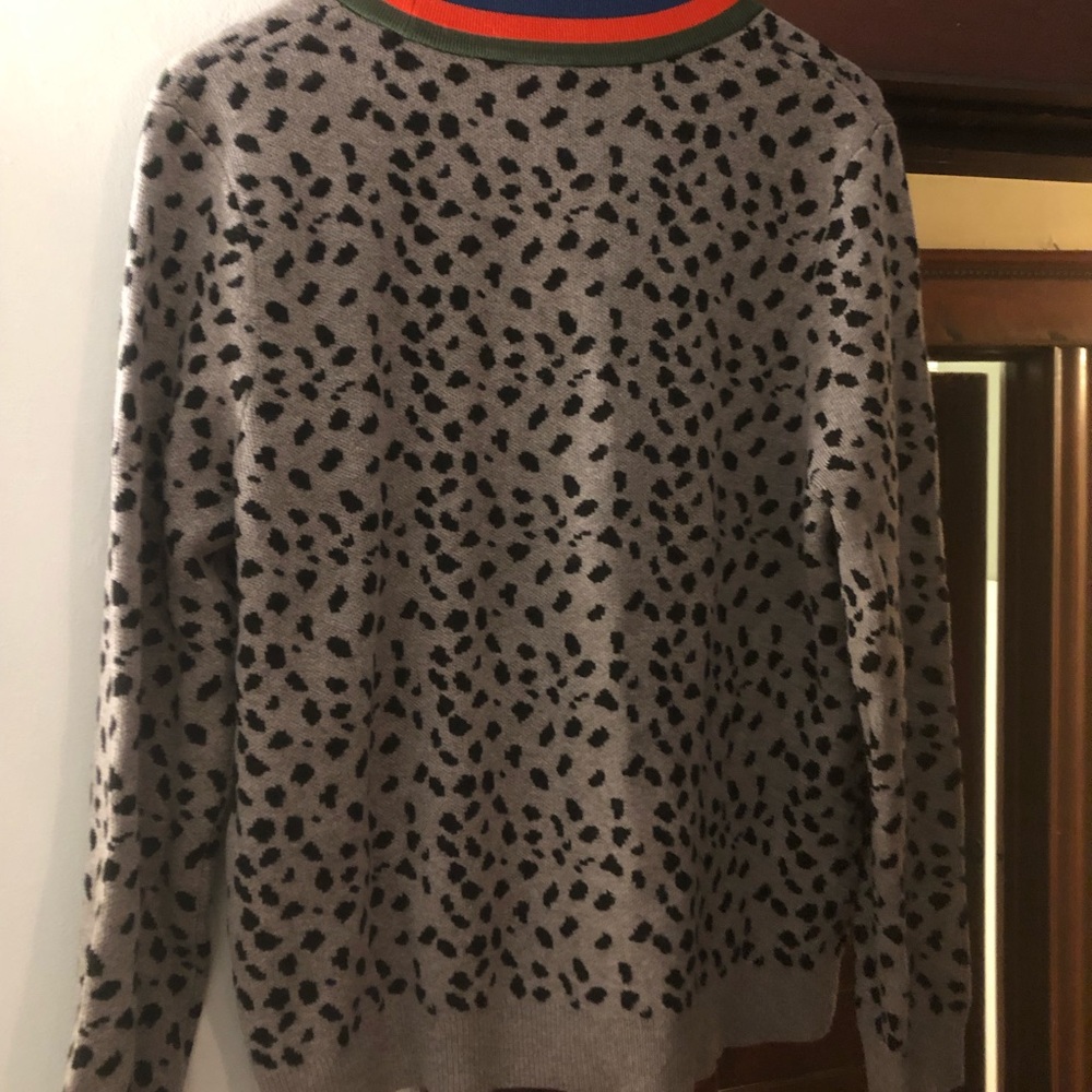 KULE Gray Leopard Print Cardigan Sweater cotton rayon - Picture 4 of 5